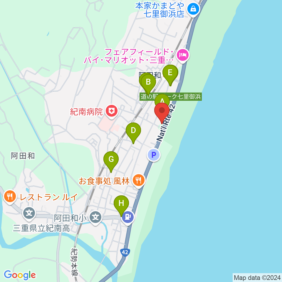 御浜町中央公民館周辺のカフェ一覧地図