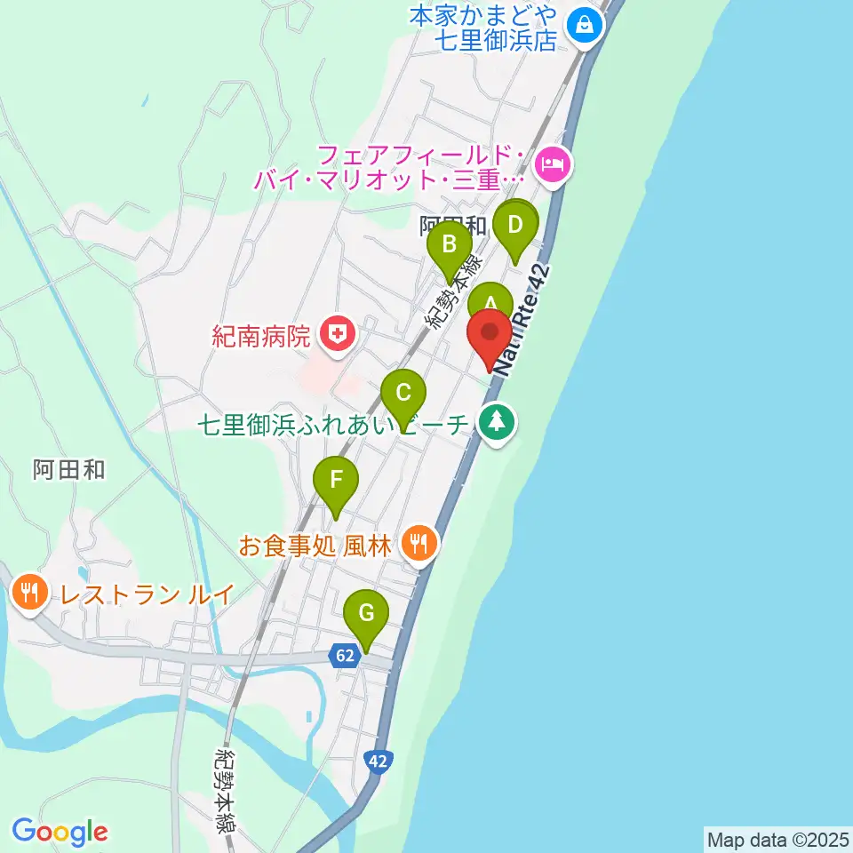 御浜町中央公民館周辺のカフェ一覧地図