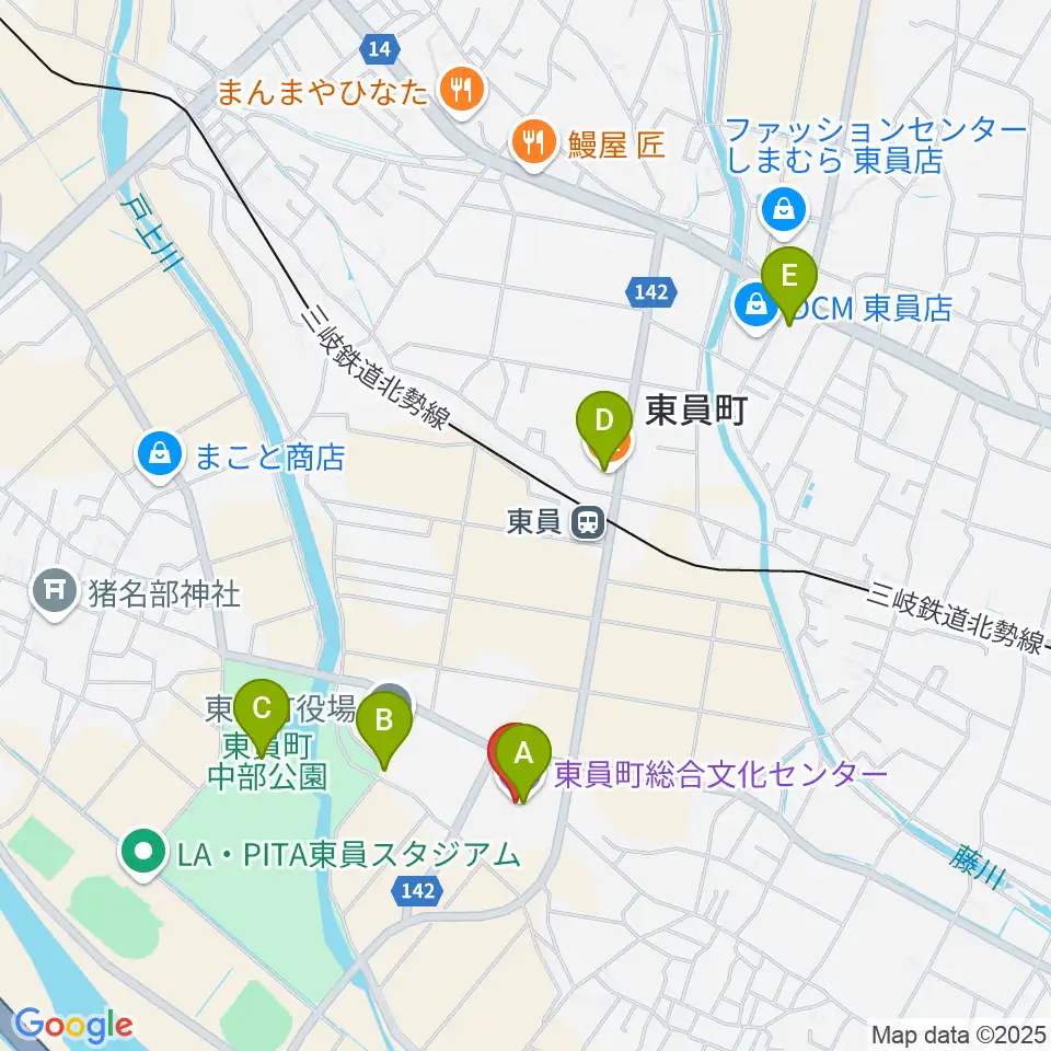 東員町総合文化センター周辺のカフェ一覧地図