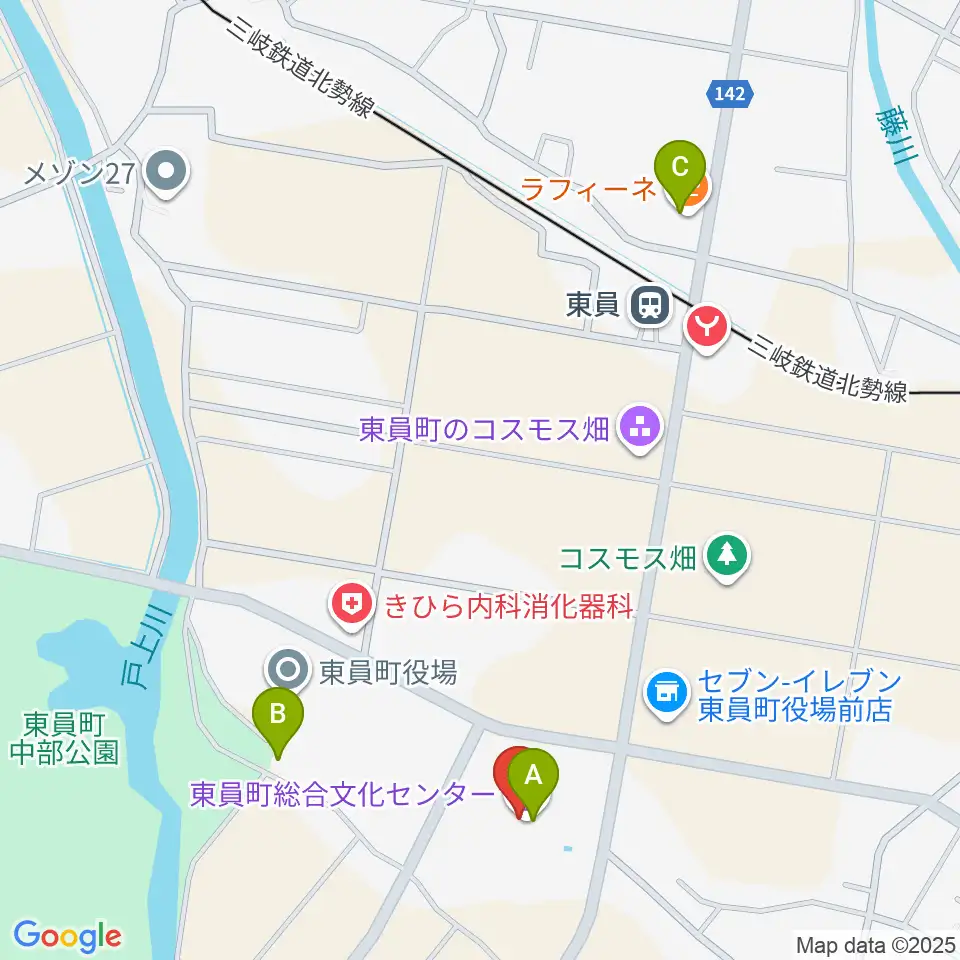 東員町総合文化センター周辺のカフェ一覧地図