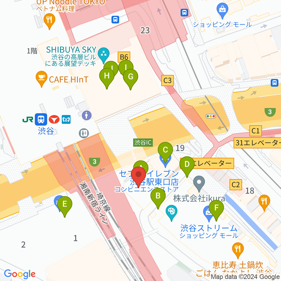 渋谷ストリームホール周辺のカフェ一覧地図