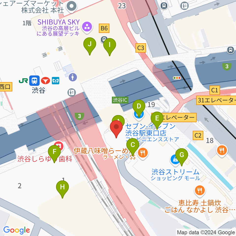 渋谷ストリームホール周辺のカフェ一覧地図