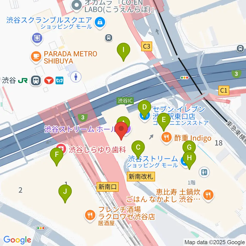 渋谷ストリームホール周辺のカフェ一覧地図