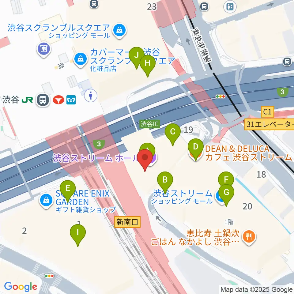 渋谷ストリームホール周辺のカフェ一覧地図