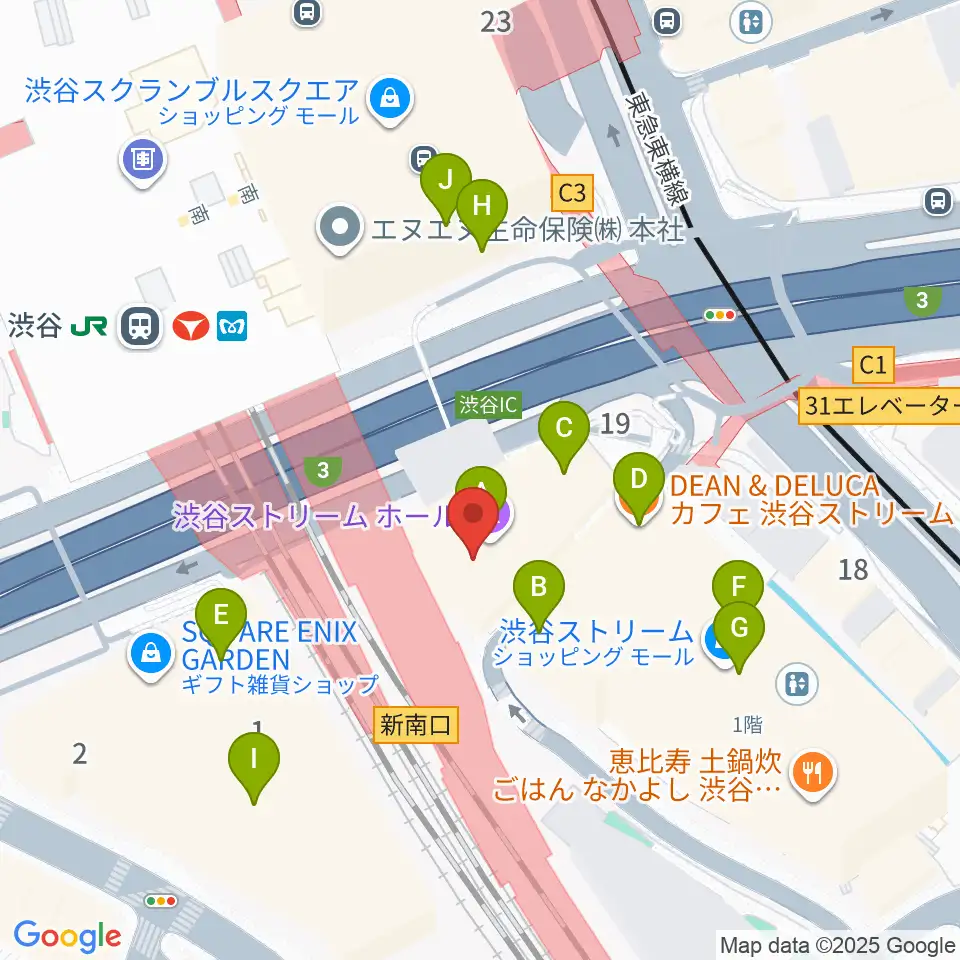 渋谷ストリームホール周辺のカフェ一覧地図