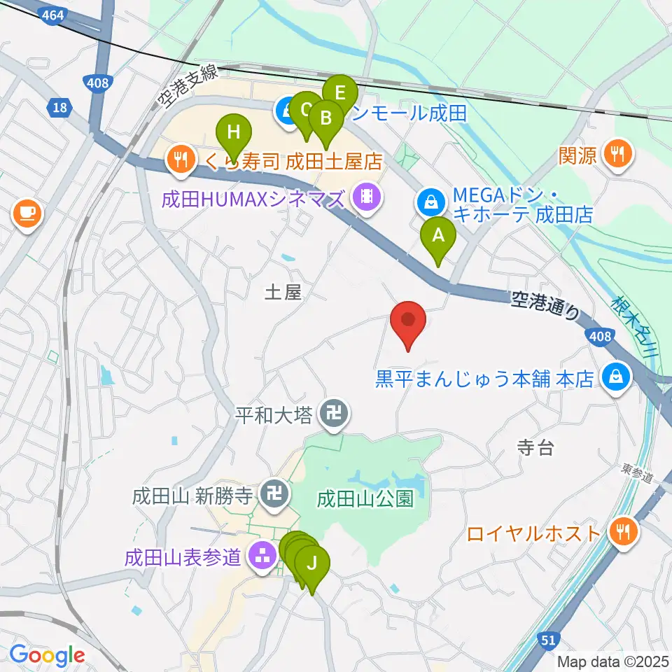 成田国際文化会館周辺のカフェ一覧地図