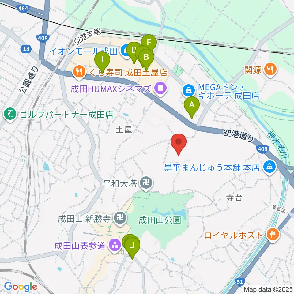 成田国際文化会館周辺のカフェ一覧地図