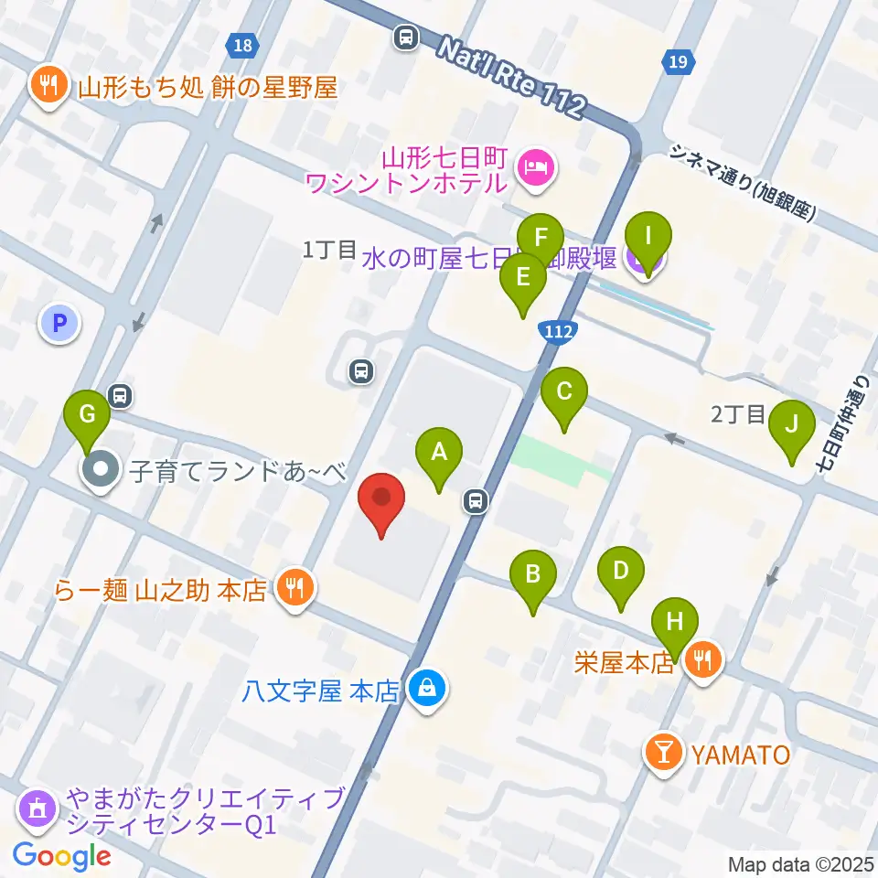山形市中央公民館ホール周辺のカフェ一覧地図
