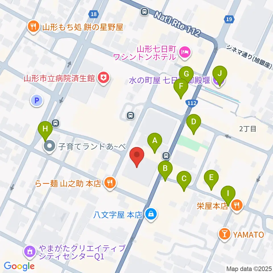 山形市中央公民館ホール周辺のカフェ一覧地図