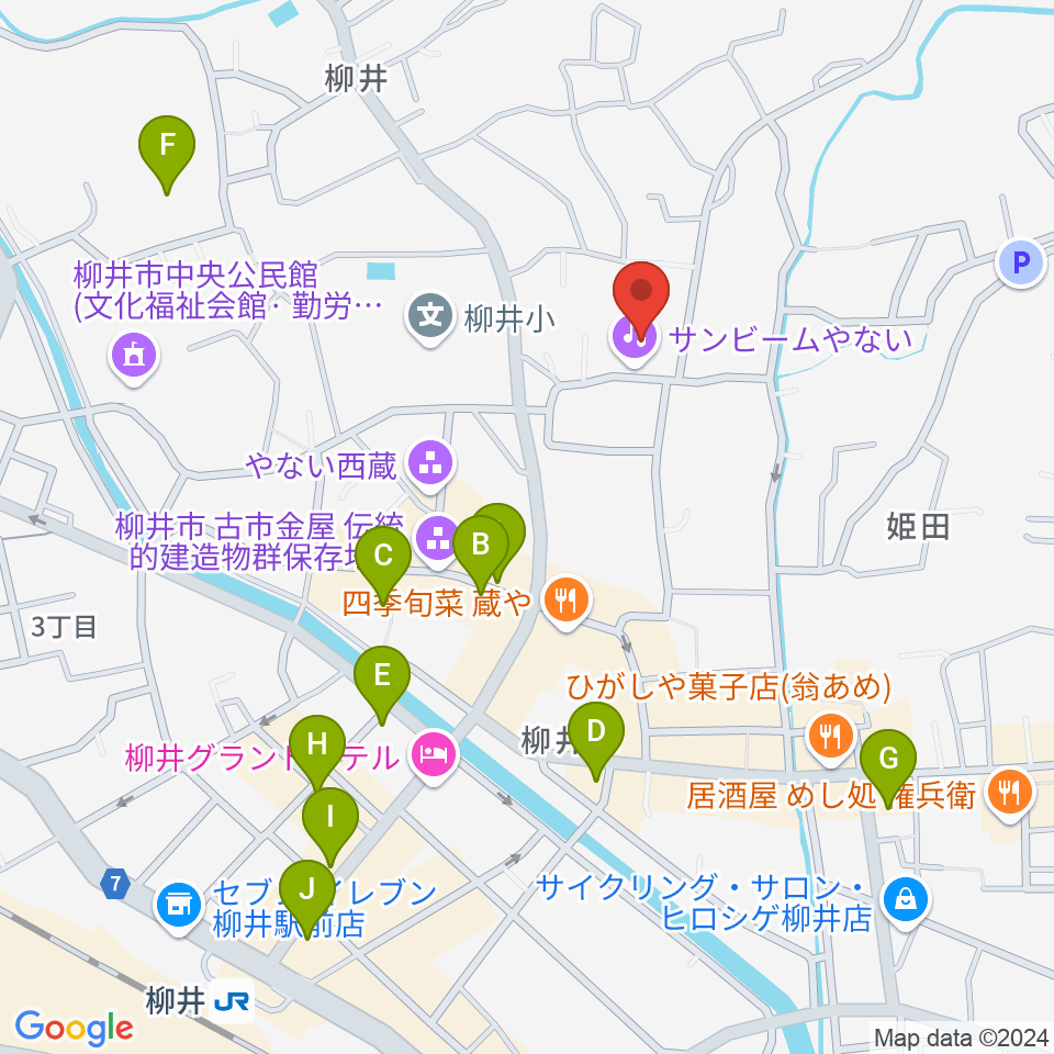 サンビームやない周辺のカフェ一覧地図