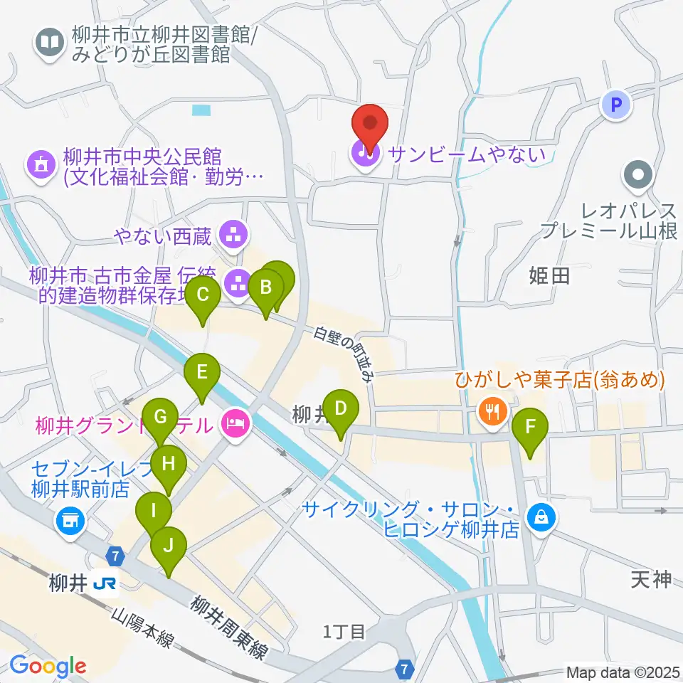サンビームやない周辺のカフェ一覧地図