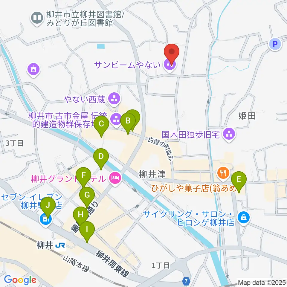 サンビームやない周辺のカフェ一覧地図