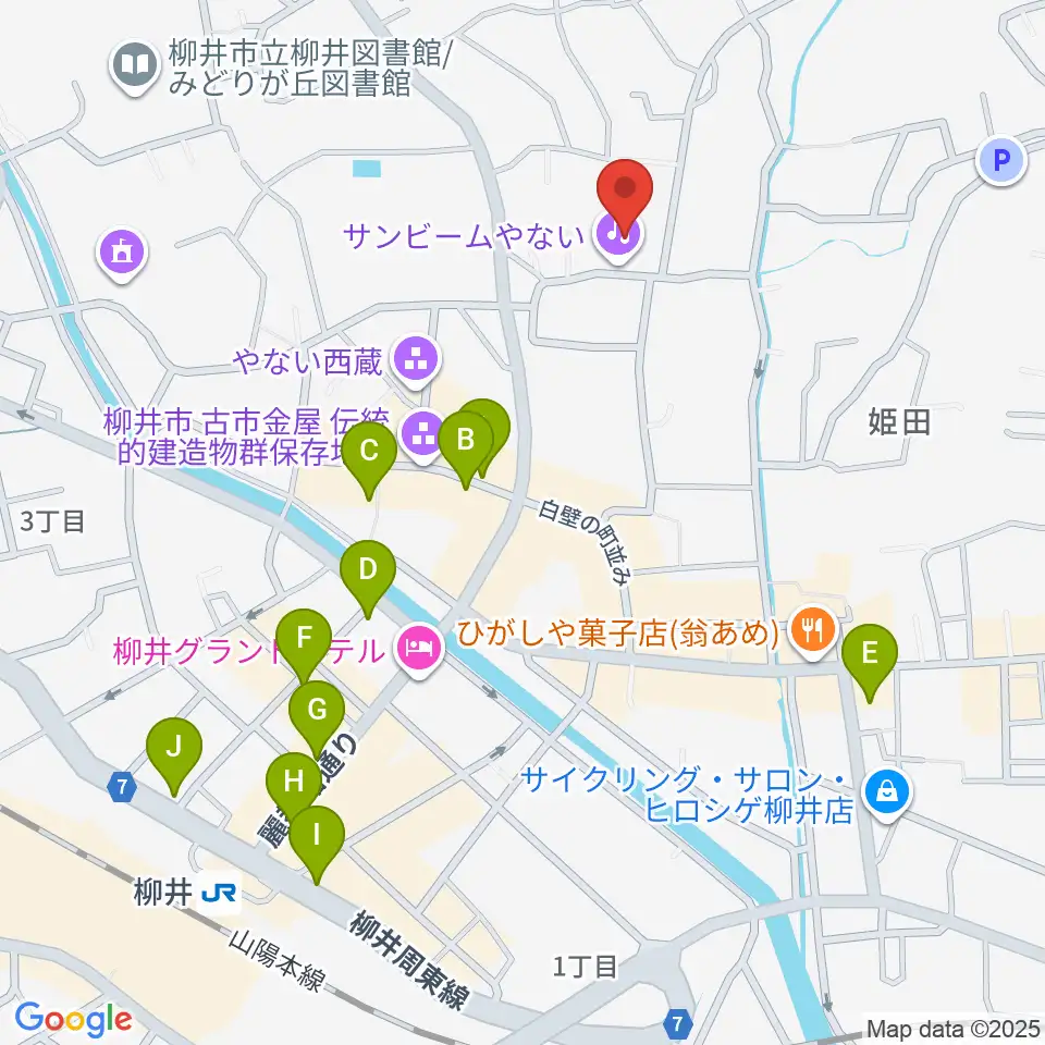 サンビームやない周辺のカフェ一覧地図