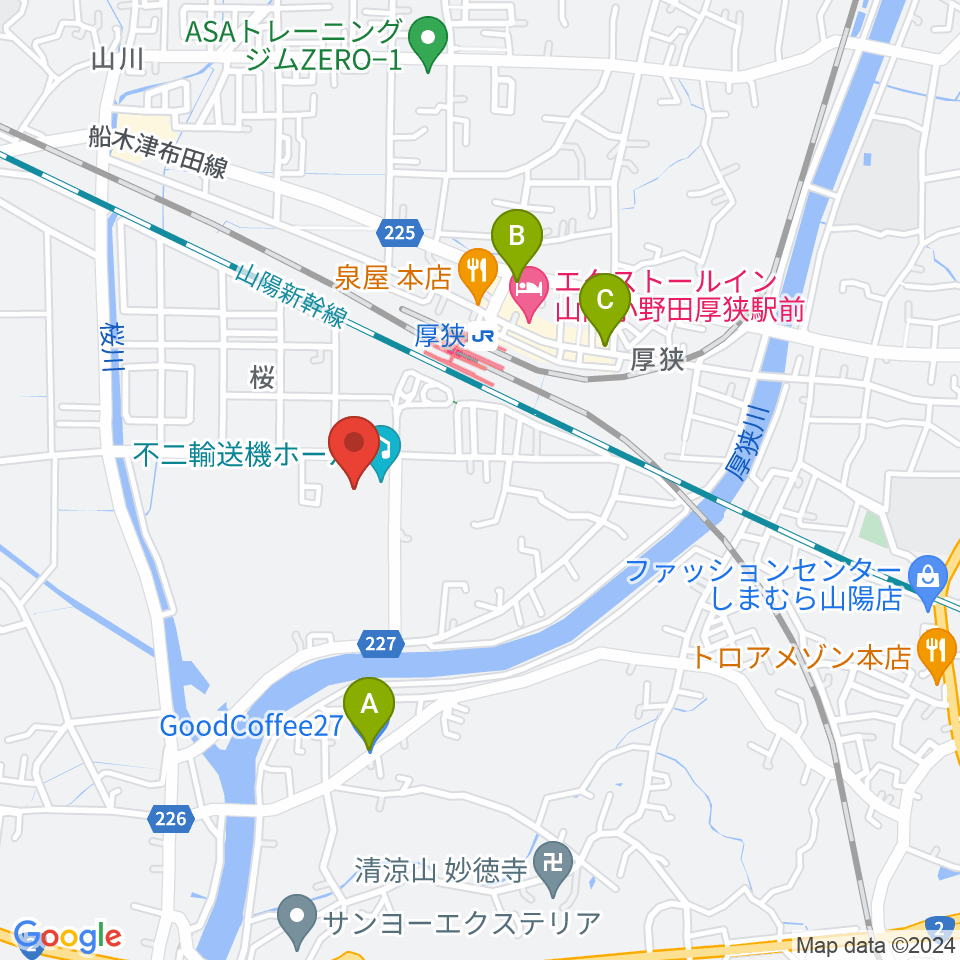 不二輸送機ホール周辺のカフェ一覧地図