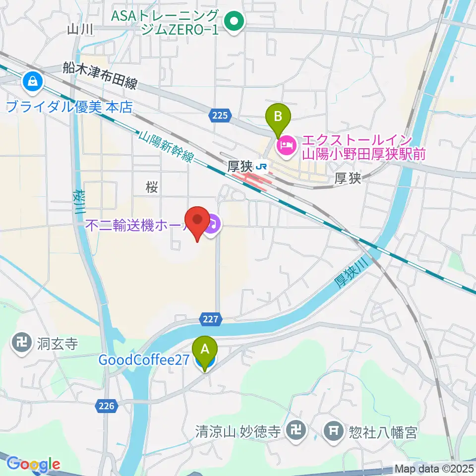 不二輸送機ホール周辺のカフェ一覧地図