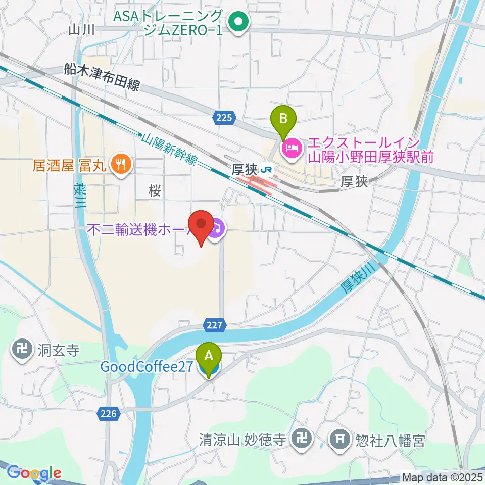 不二輸送機ホール周辺のカフェ一覧地図