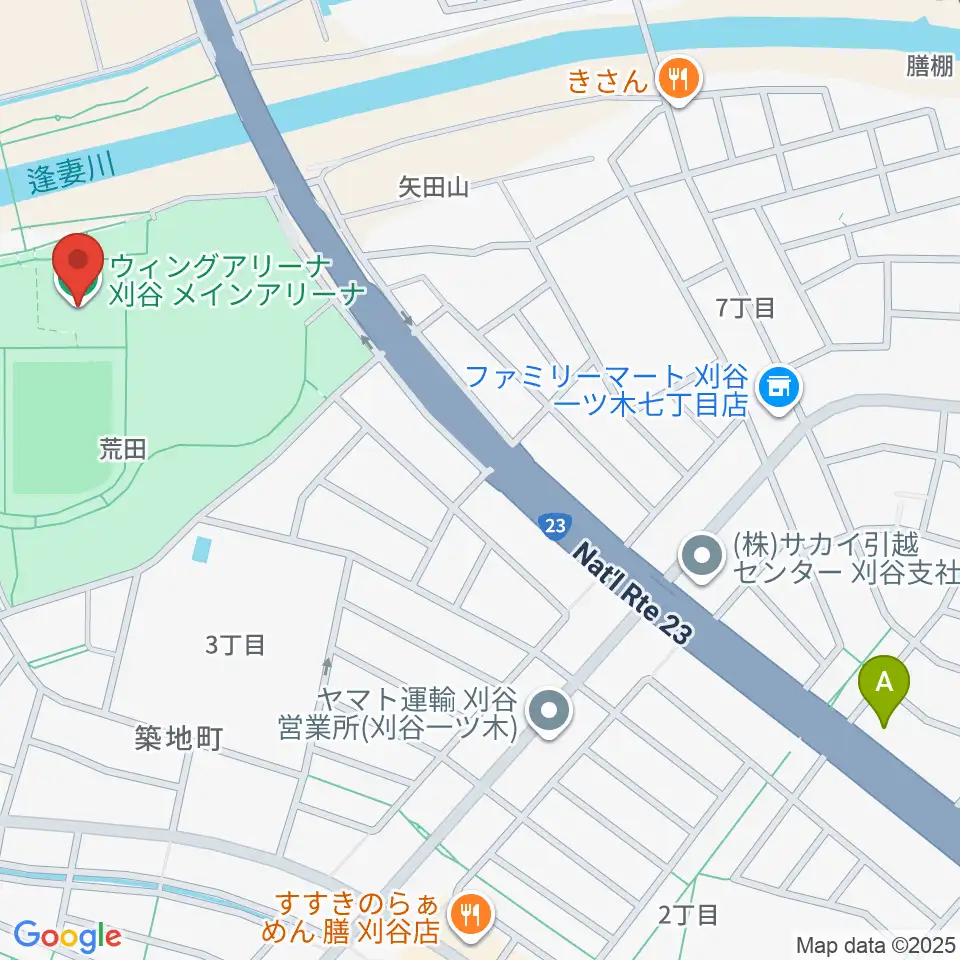 ウィングアリーナ刈谷周辺のカフェ一覧地図