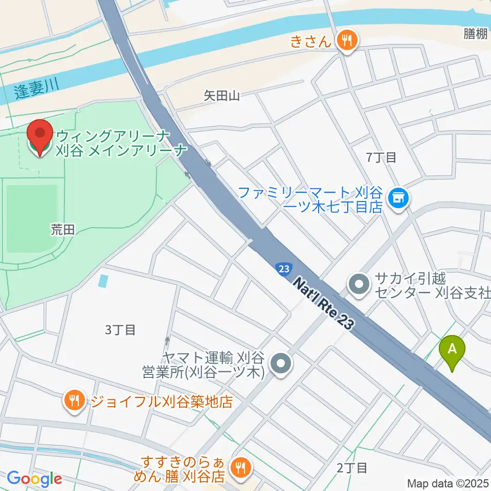 ウィングアリーナ刈谷周辺のカフェ一覧地図
