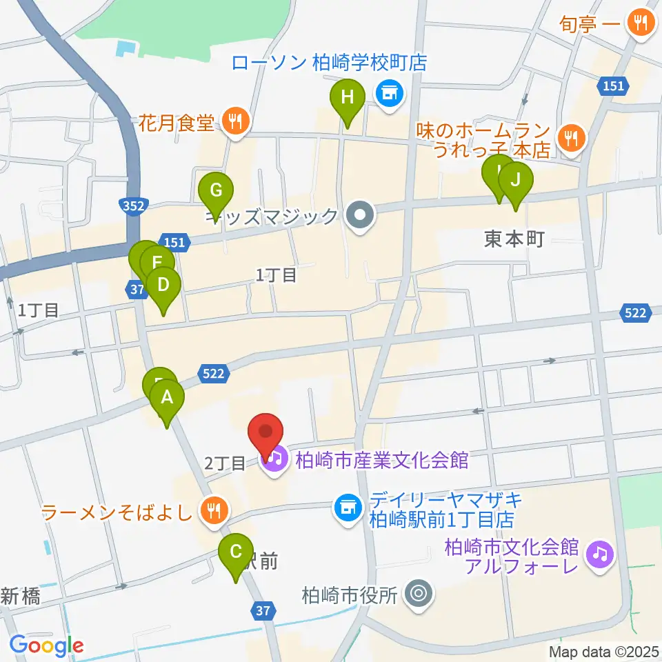 柏崎市産業文化会館周辺のカフェ一覧地図