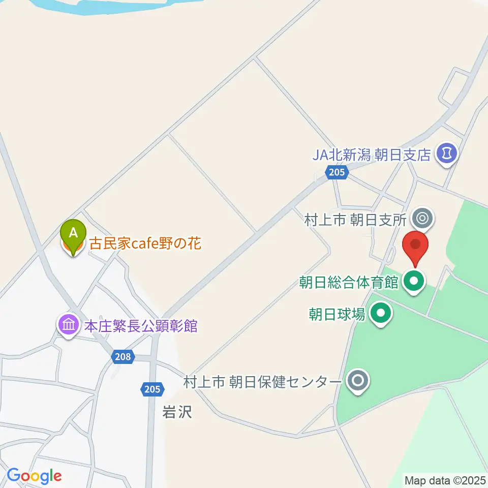 村上市総合文化会館周辺のカフェ一覧地図