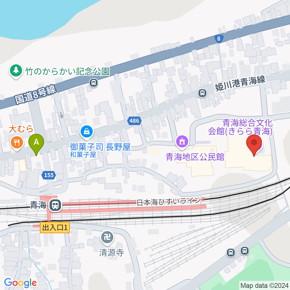 青海総合文化会館 きらら青海周辺のカフェ一覧地図