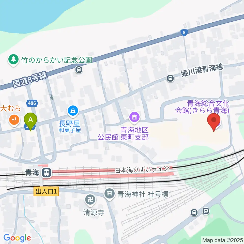 青海総合文化会館 きらら青海周辺のカフェ一覧地図