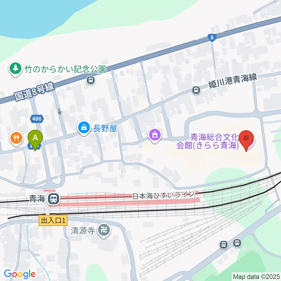 青海総合文化会館 きらら青海周辺のカフェ一覧地図