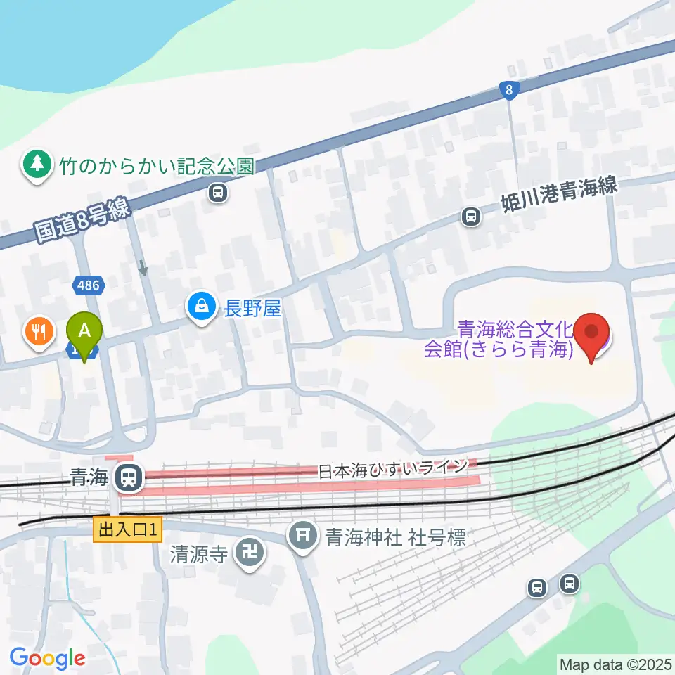 青海総合文化会館 きらら青海周辺のカフェ一覧地図