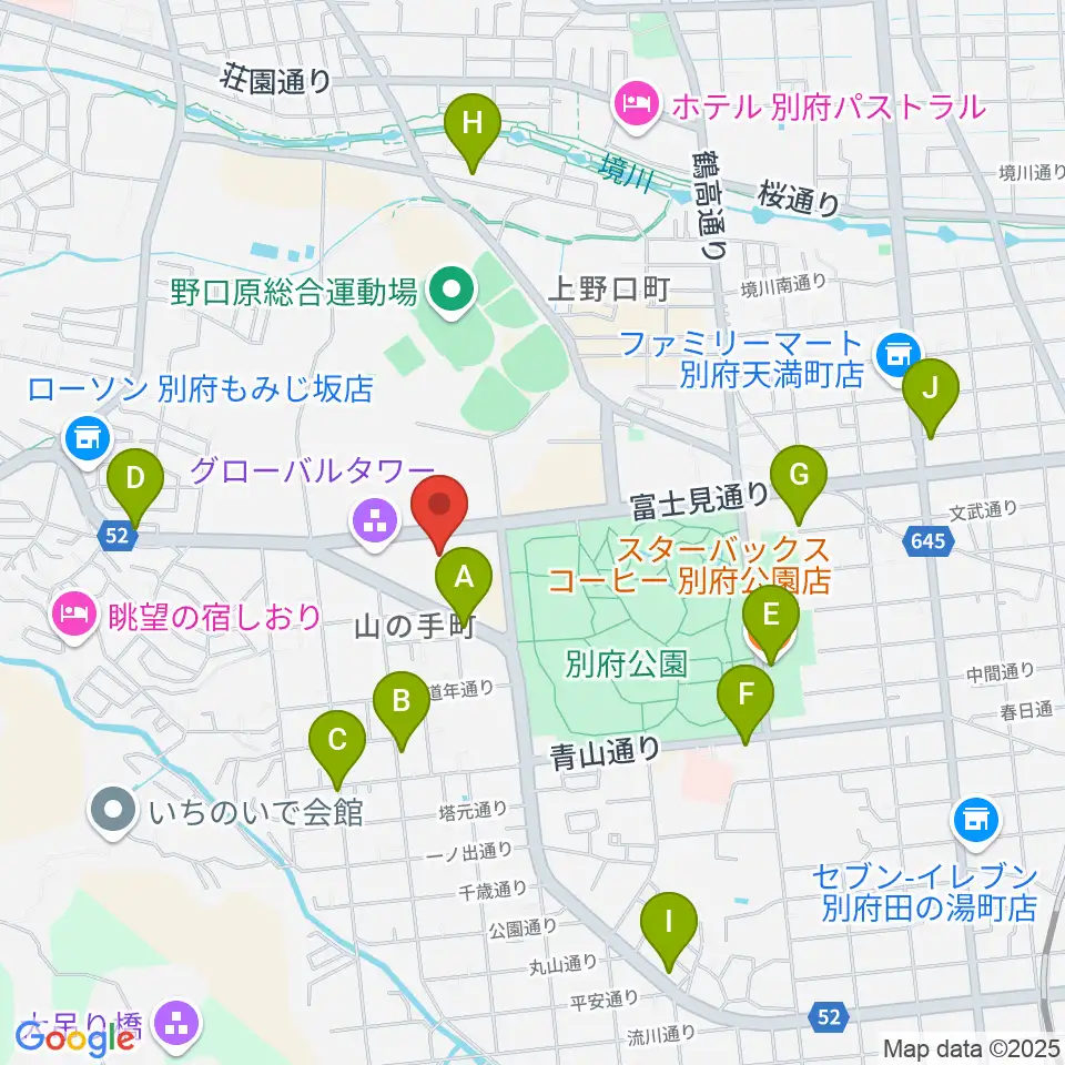 別府ビーコンプラザ・コンベンションセンター周辺のカフェ一覧地図