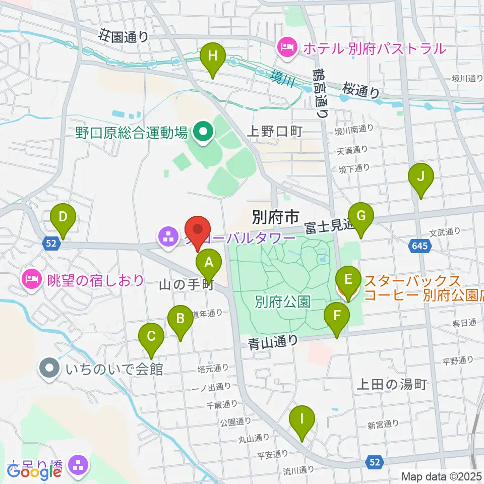 別府ビーコンプラザ・コンベンションセンター周辺のカフェ一覧地図