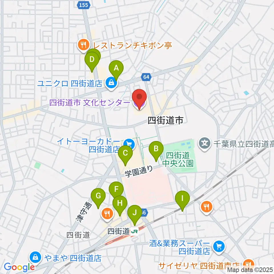 四街道市文化センター周辺のカフェ一覧地図