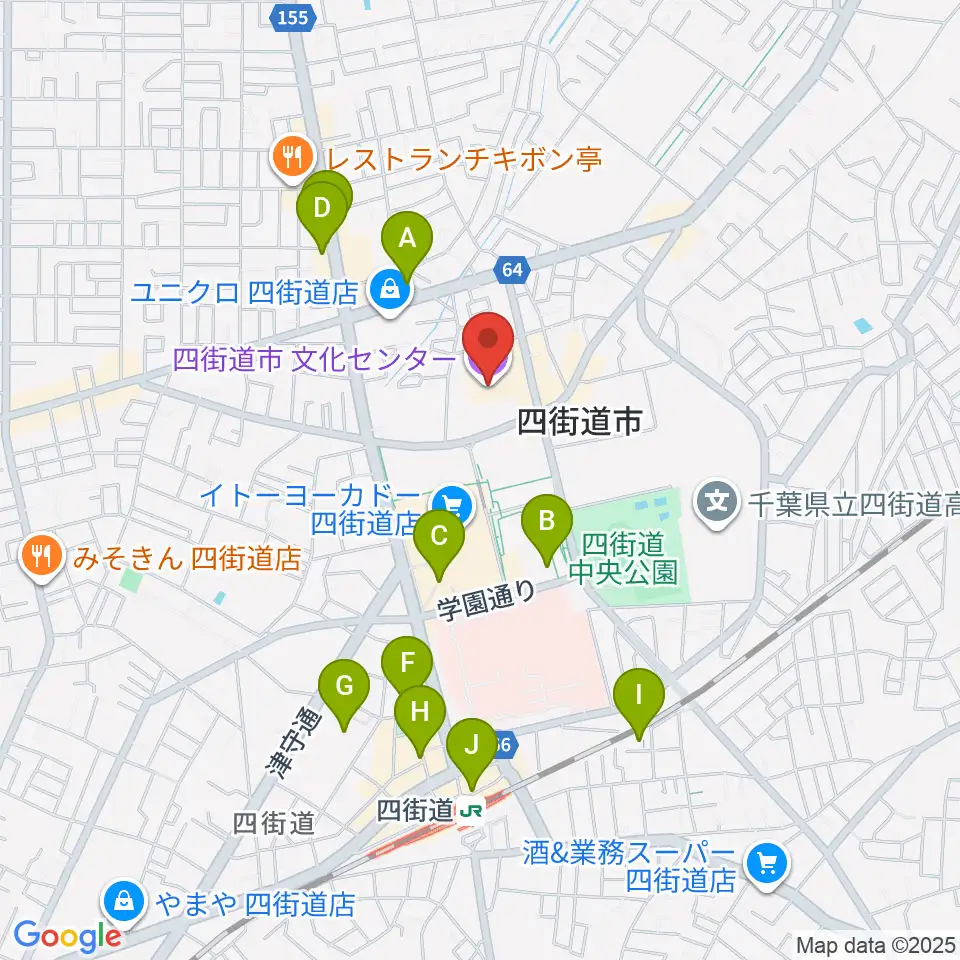 四街道市文化センター周辺のカフェ一覧地図