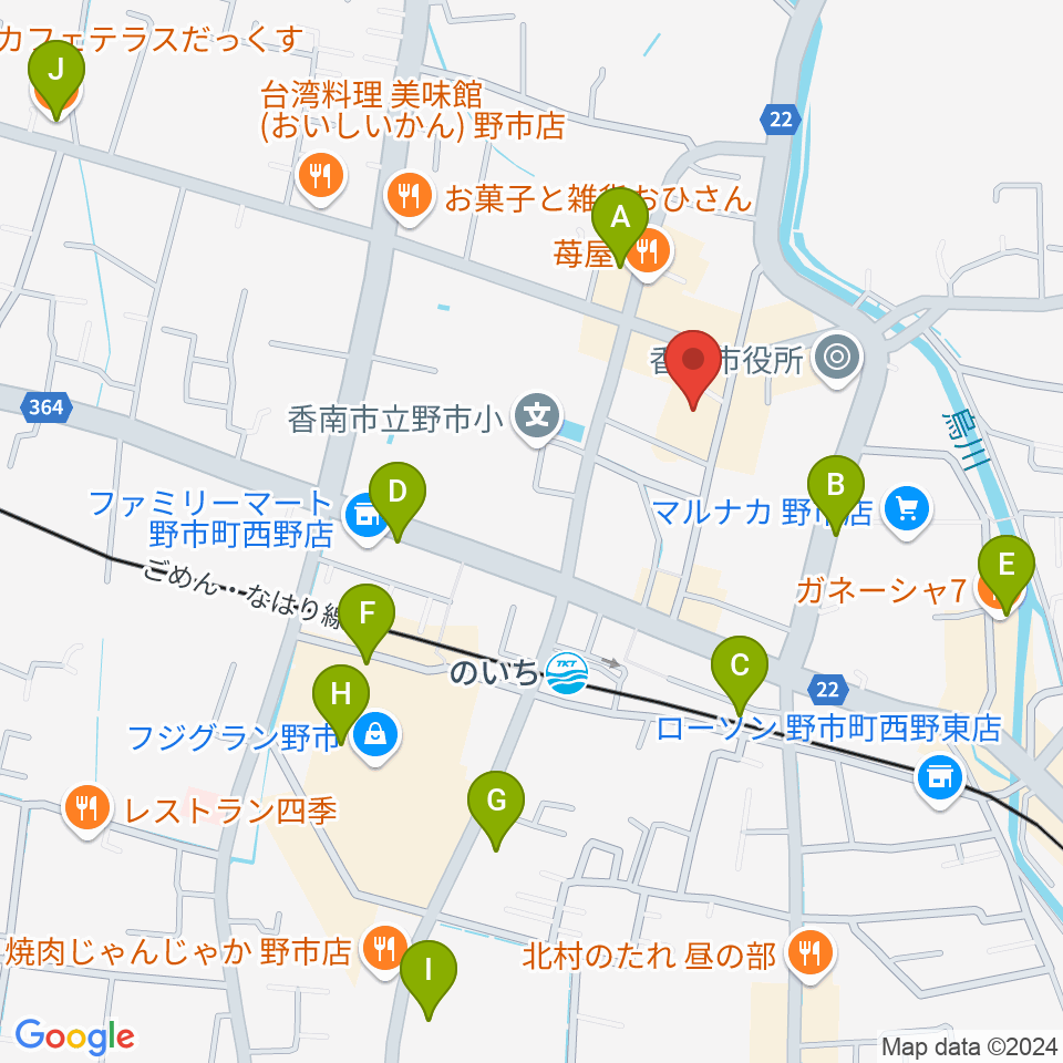 のいちふれあいセンター周辺のカフェ一覧地図