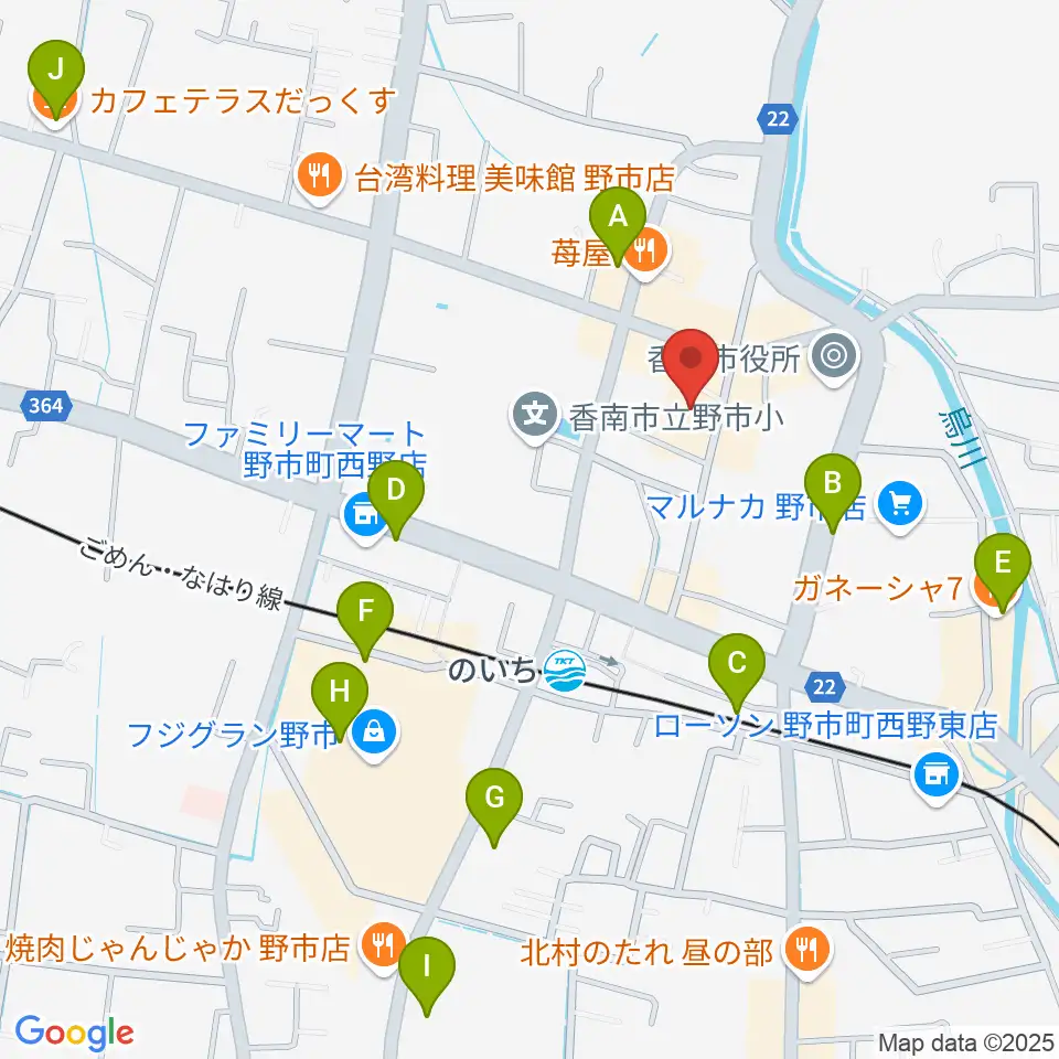 のいちふれあいセンター周辺のカフェ一覧地図