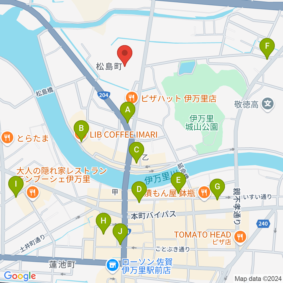 伊万里市民センター周辺のカフェ一覧地図