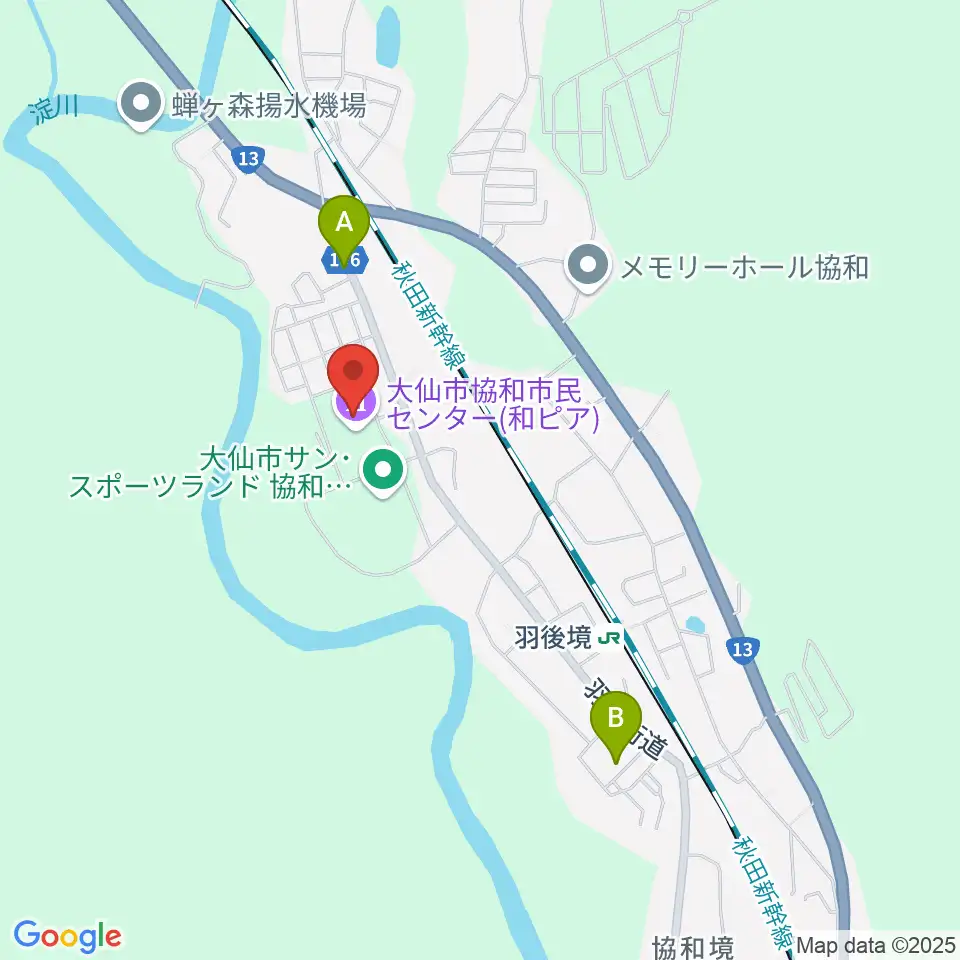 大仙市協和市民センター和ピア周辺のカフェ一覧地図