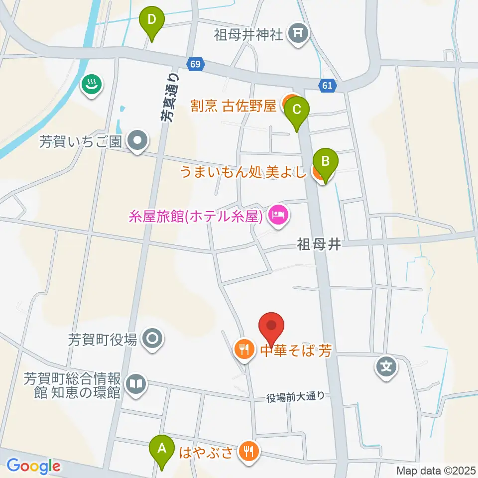 芳賀町民会館周辺のカフェ一覧地図