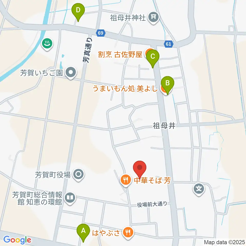 芳賀町民会館周辺のカフェ一覧地図