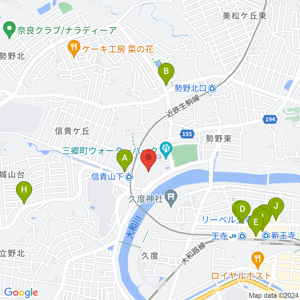 三郷町文化センター周辺のカフェ一覧地図