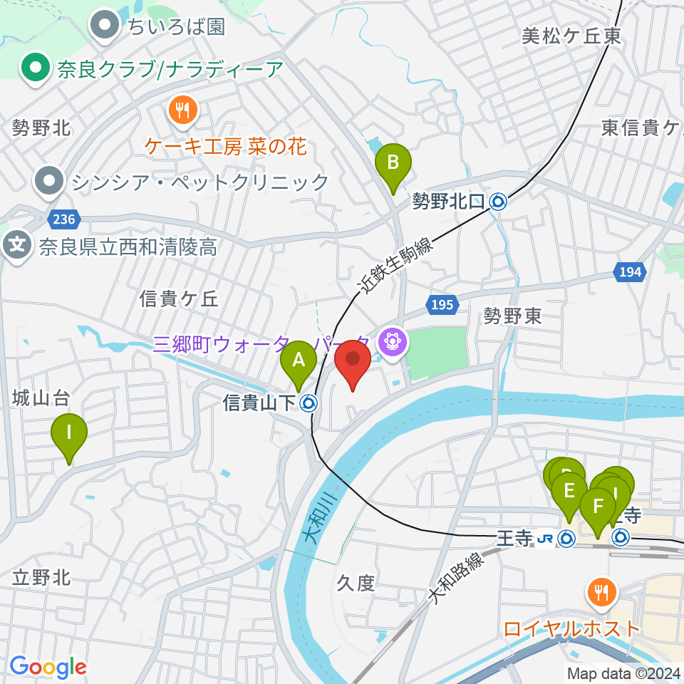 三郷町文化センター周辺のカフェ一覧地図