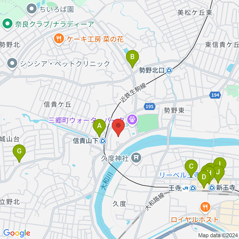 三郷町文化センター周辺のカフェ一覧地図