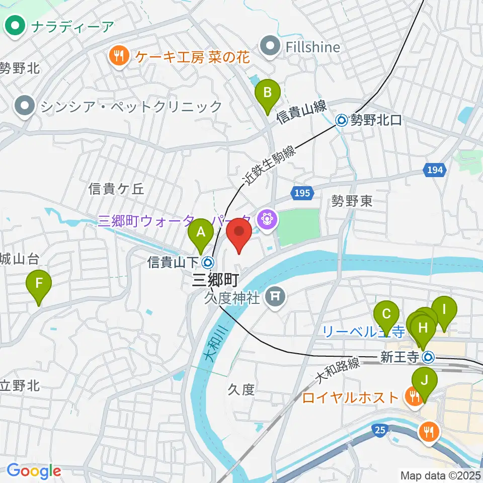 三郷町文化センター周辺のカフェ一覧地図