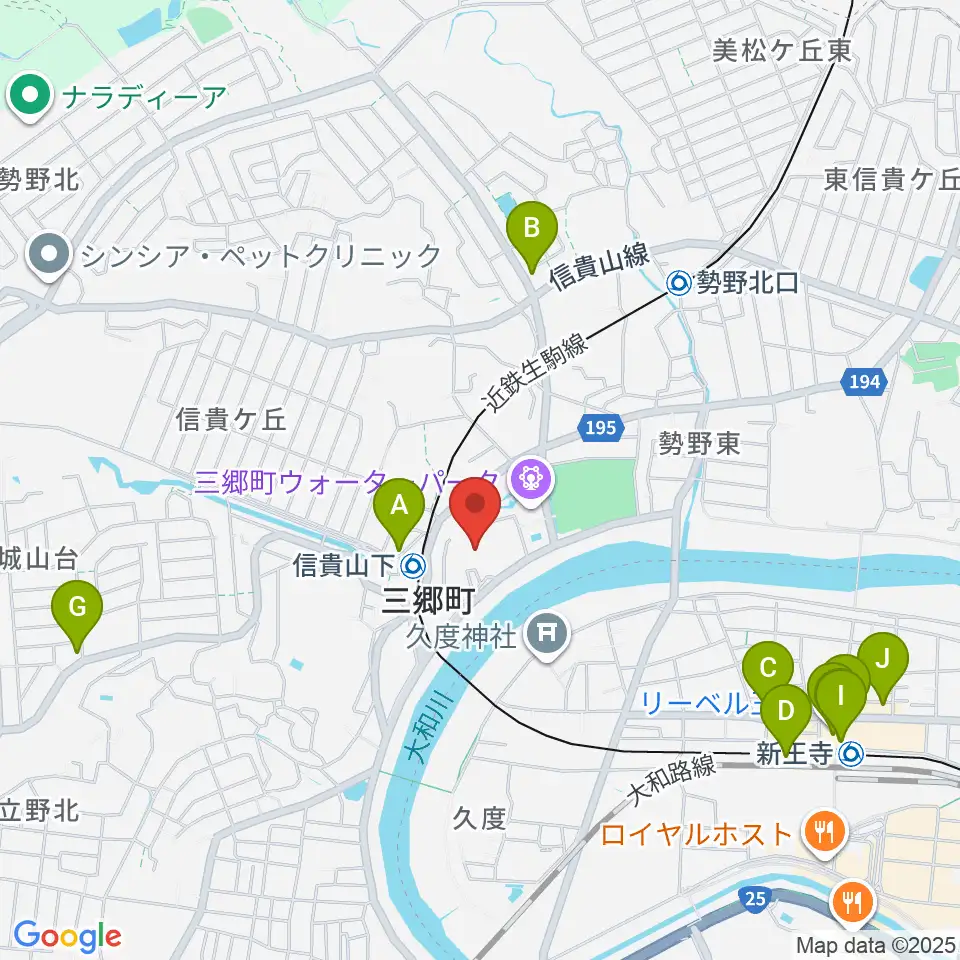 三郷町文化センター周辺のカフェ一覧地図