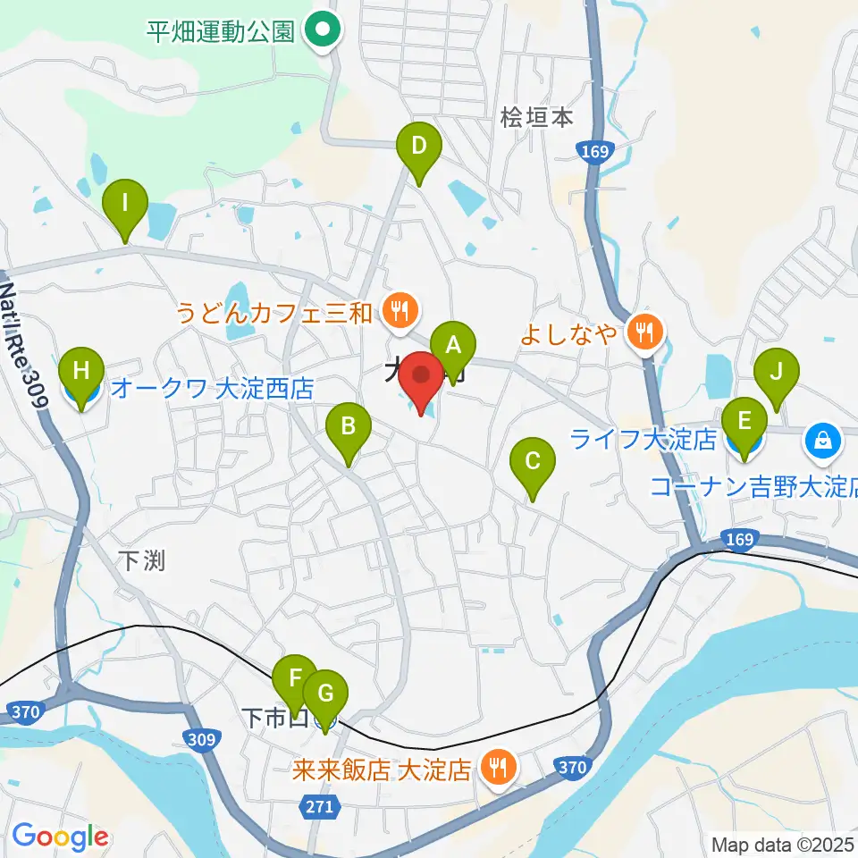 大淀町文化会館周辺のカフェ一覧地図