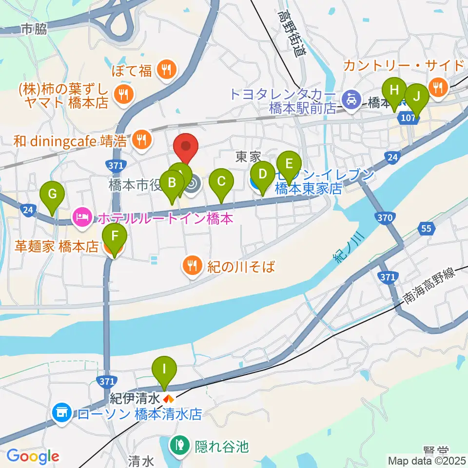 橋本市民会館周辺のカフェ一覧地図