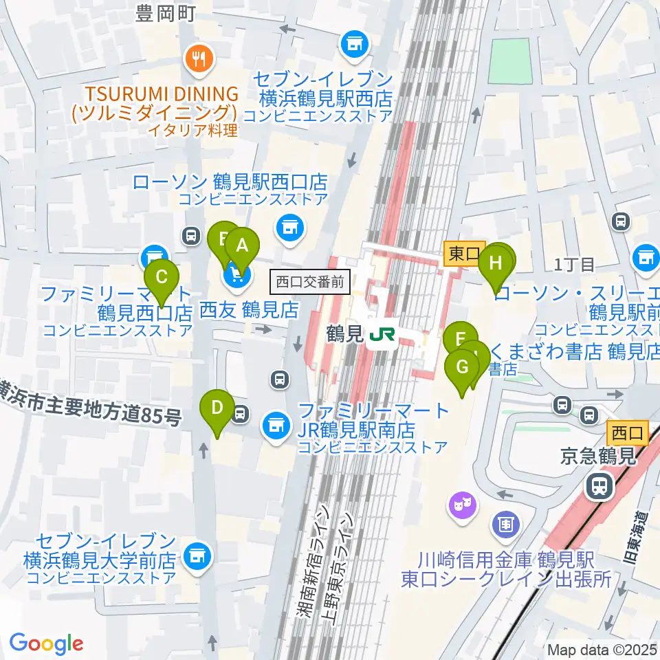 横浜市鶴見公会堂周辺のカフェ一覧地図