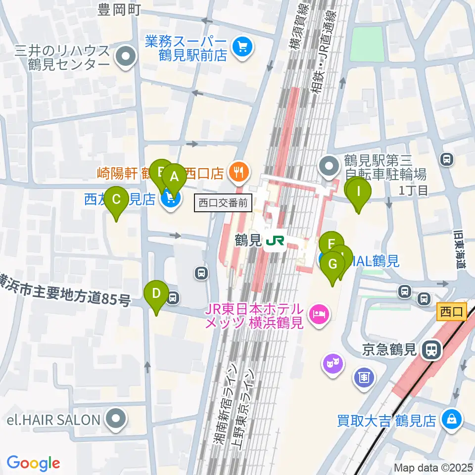 横浜市鶴見公会堂周辺のカフェ一覧地図