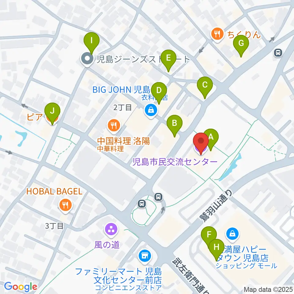 児島市民交流センター周辺のカフェ一覧地図