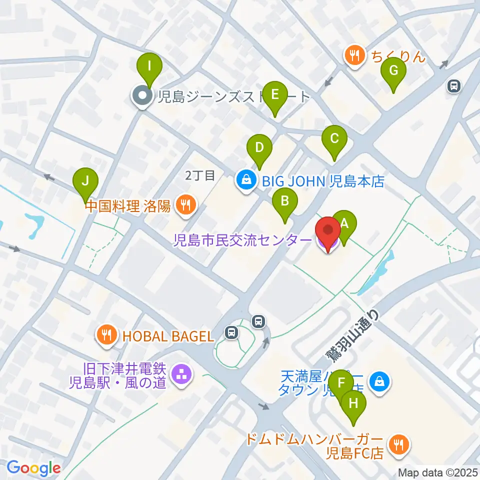 児島市民交流センター周辺のカフェ一覧地図