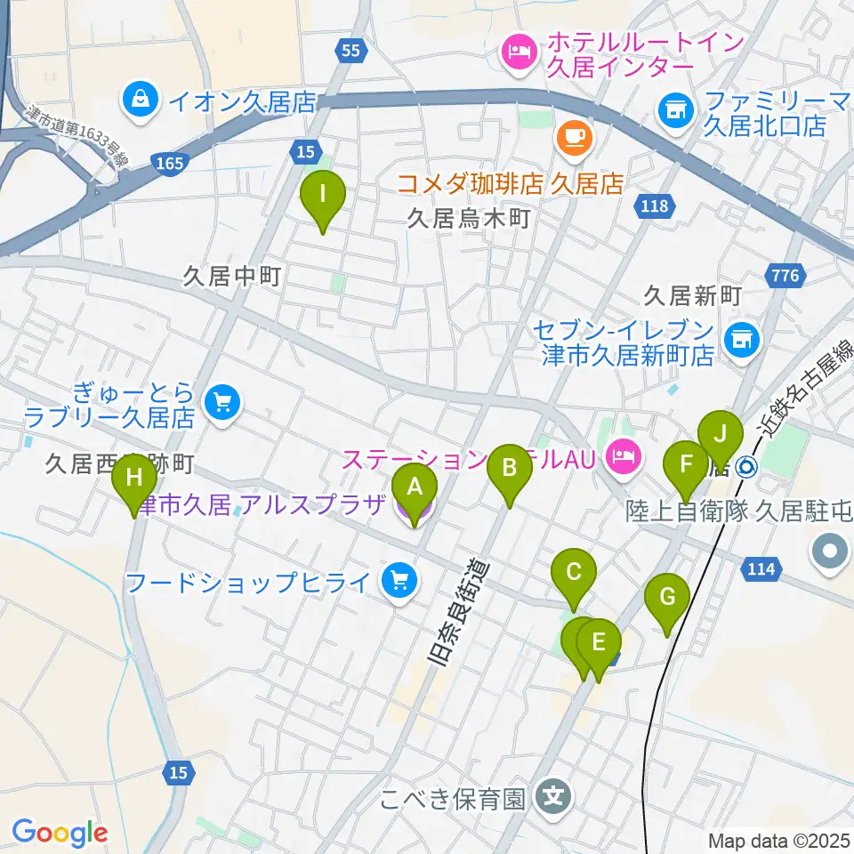 津市久居アルスプラザ周辺のカフェ一覧地図